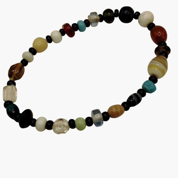 Handcrafted Multicolor Glass Bead Stretch Bracelet 8 inch - Picture 3 of 6